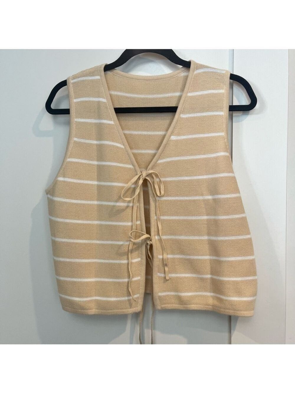 Striped Tan Sleeveless Top